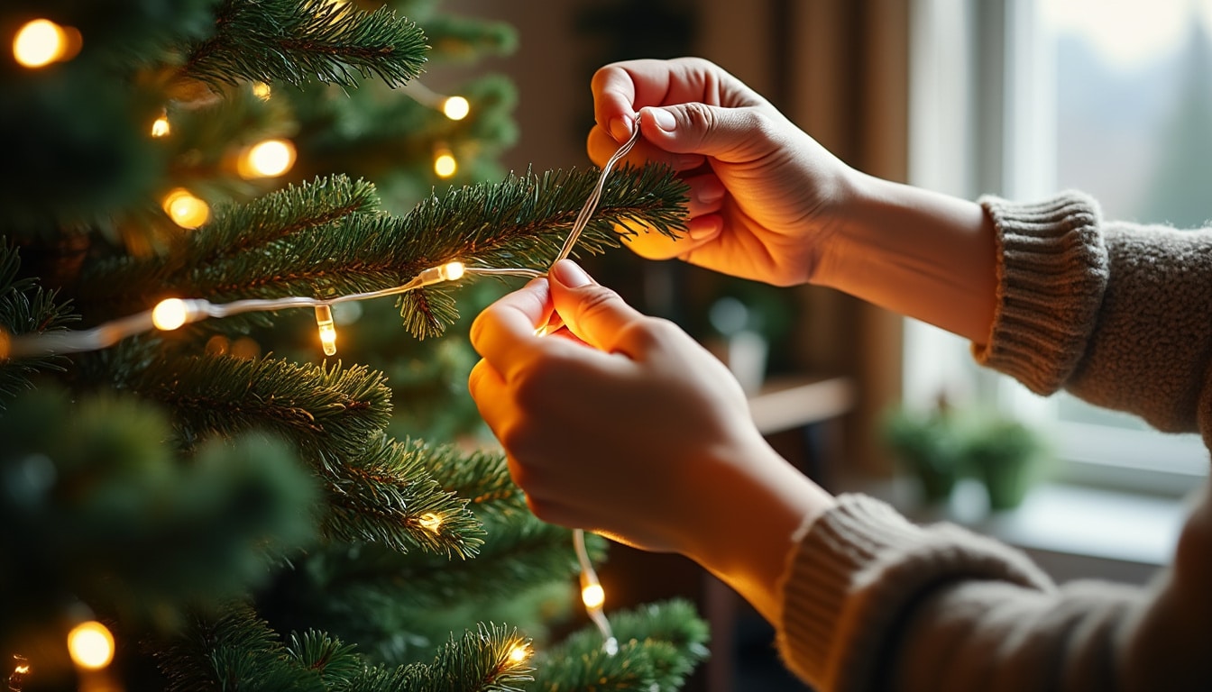 Comment mettre une guirlande lumineuse sur un sapin ?
